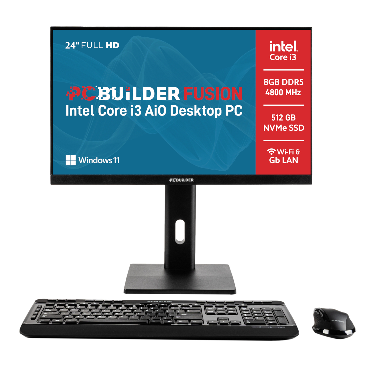 PCBuilder Fusion AIO 24" i3 12th Gen 8G DDR5 480G Win11 Home