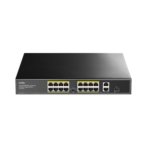 Cudy 16-Port Fast Ethernet 10/100M Unmanaged PoE+ Switch with 2 Gigabit Uplink and 1 SFP Port  200W - Rack Mount