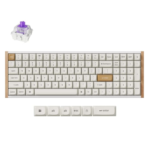 Keychron K4 HE 96% Magnetic Switch Hot-Swap Gateron Dbl-Rail Nebula Switch RGB Wireless Keyboard - White (Wood + Al)