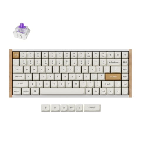 Keychron K2 HE 75% Magnetic Switch Hot-Swap Gateron Dbl-Rail Nebula Switch RGB Wireless Keyboard - White (Wood + Al)