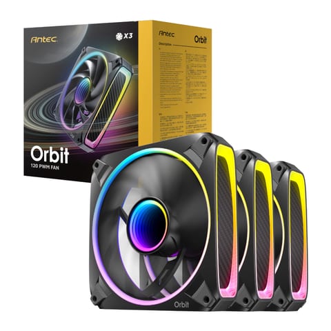 Antec ORBIT PWM 120mm ARGB Infinity Mirror Case Fan 3 Pack Black