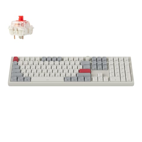 Keychron Q6 Max ANSI Full Size 108 Key Shell White Full Assembled Knob Red  RGB Hot-Swap Gateron Jupiter Switch BT/2.4GHz/Wired