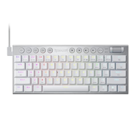 REDRAGON Horus Mini 61Key Red Switch RGB Low Profile Gaming Mechanical Keyboard - White