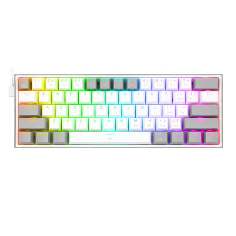 REDRAGON FIZZ Wired Mechanical Keyboard RGB 61Key Design - White / Grey