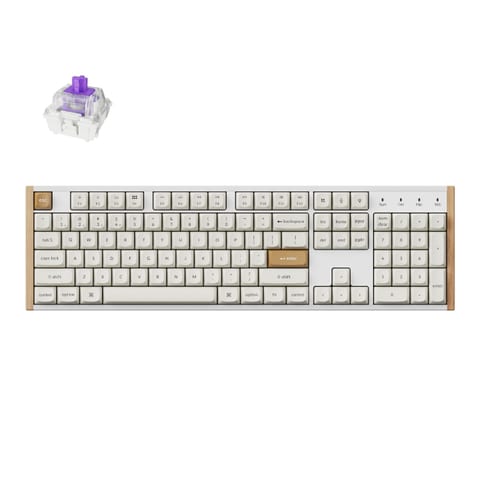 Keychron K10 HE 100% Hot-Swap Gateron Dbl-Rail Nebula Switch RGB Wireless Keyboard - White (Wood + Al)